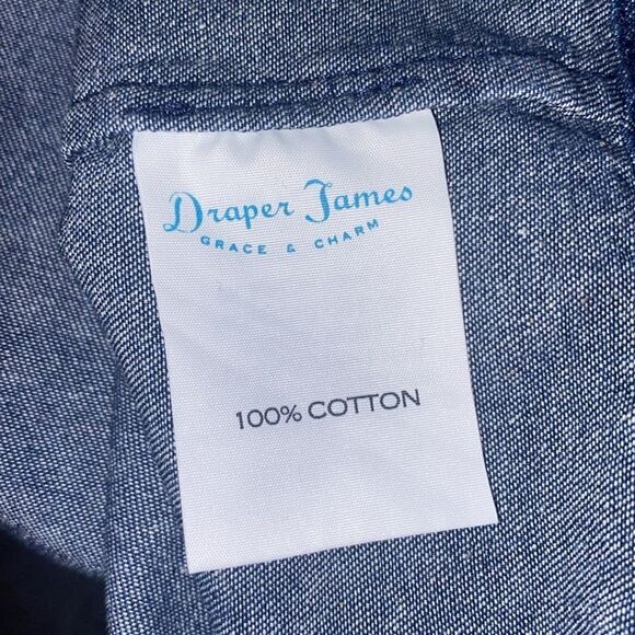 Draper James Wm’s Sz 4 Indigo Dark Wash Chambray Denim Shift Ruffle Dress - Picture 5 of 5